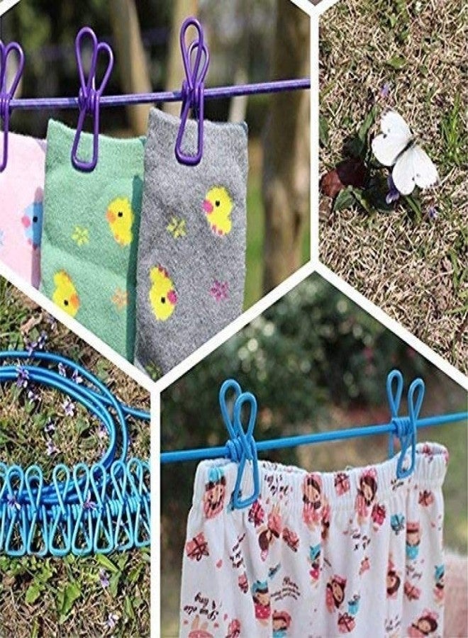 Samip Cloth Drying Rope with Hooks Clothesline Cloth Hanging Rope for Cloth Drying with 12 Clips Cloth Rope for Drying Clothes for Travel Home or Outdoor (Pack of 1) - Image 4